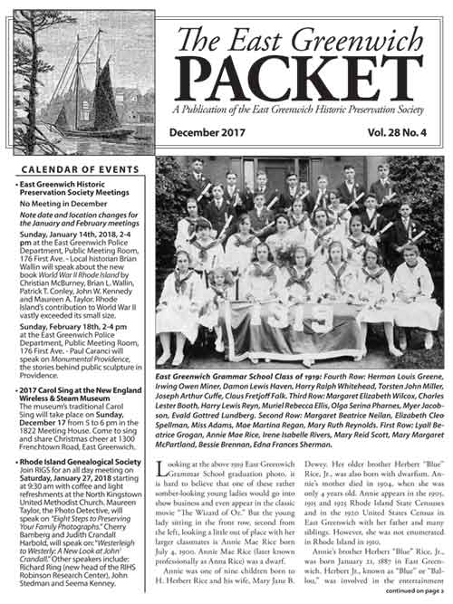 Cover of the East Greenwich Packet Vol. 28 No. 4 Dec. 2017