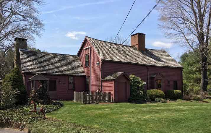 The Clement Weaver House, circa 1679, on Howland Road in East Greenwich, RI.